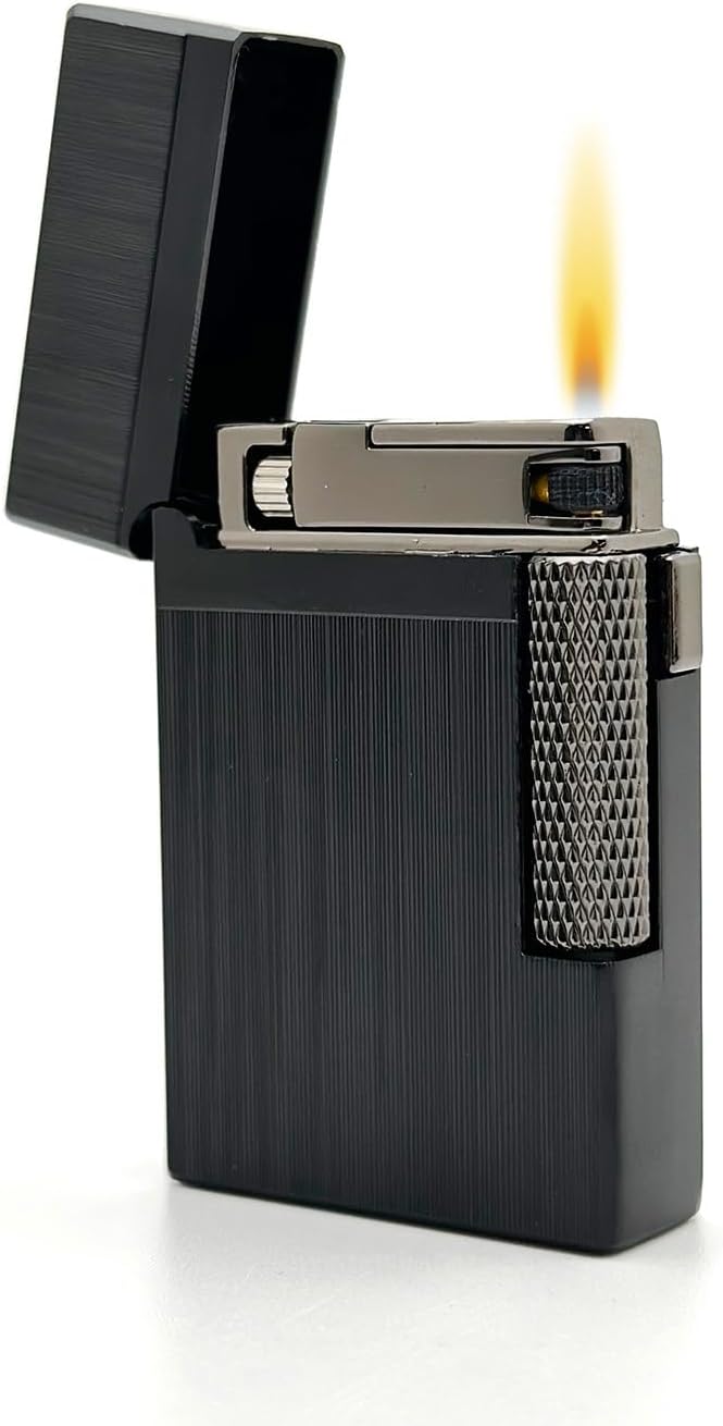 Visol Hubbard Windproof Refillable Gas Lighter, Brushed Stripes Black