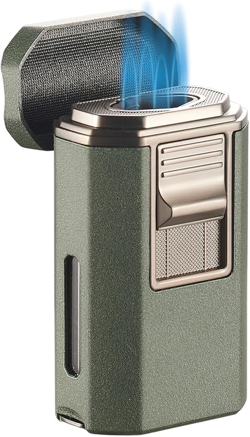 Visol Boulder Quad Flame Green Butane Torch Lighter, Windproof