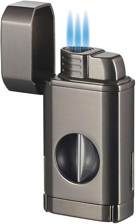 Visol Diablo Triple Flame Windproof Lighter with Cutter, Gunmetal